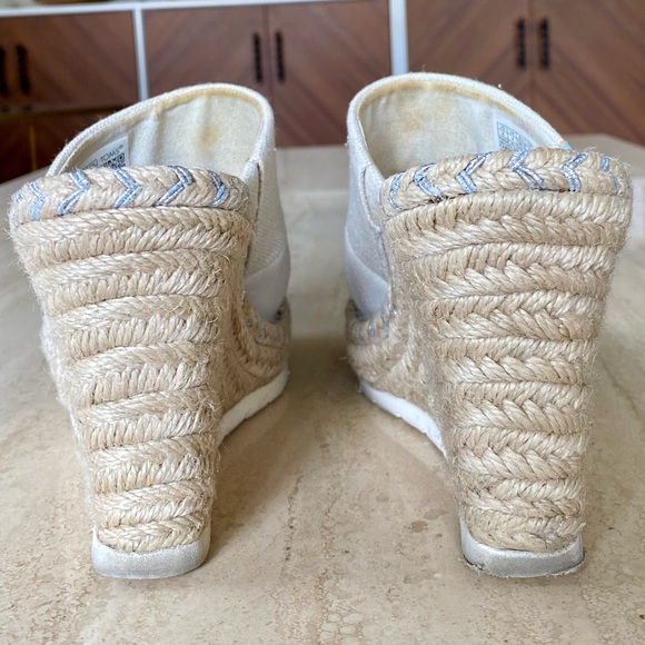 TOMS Linen and Suede Mule Espadrille Wedge Sandal Cream - Size 6 | FREE SHIPPING - Picture 6 of 6